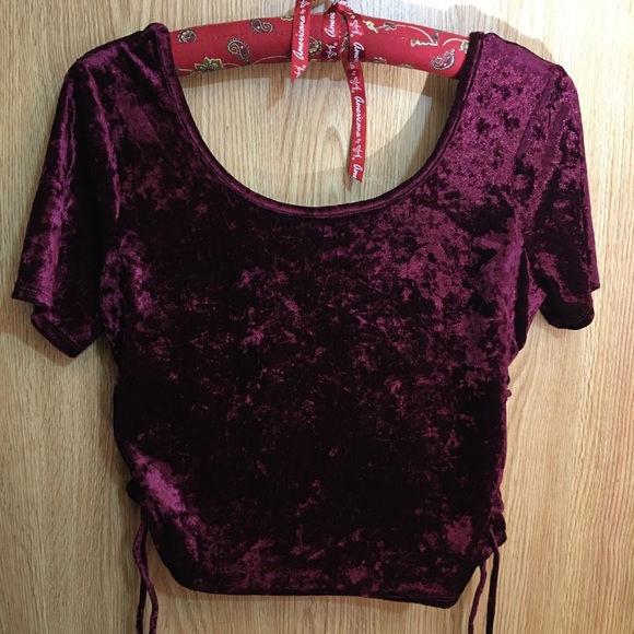 LA Hearts Red Velvet Crop Top Sz M - Picture 3 of 9